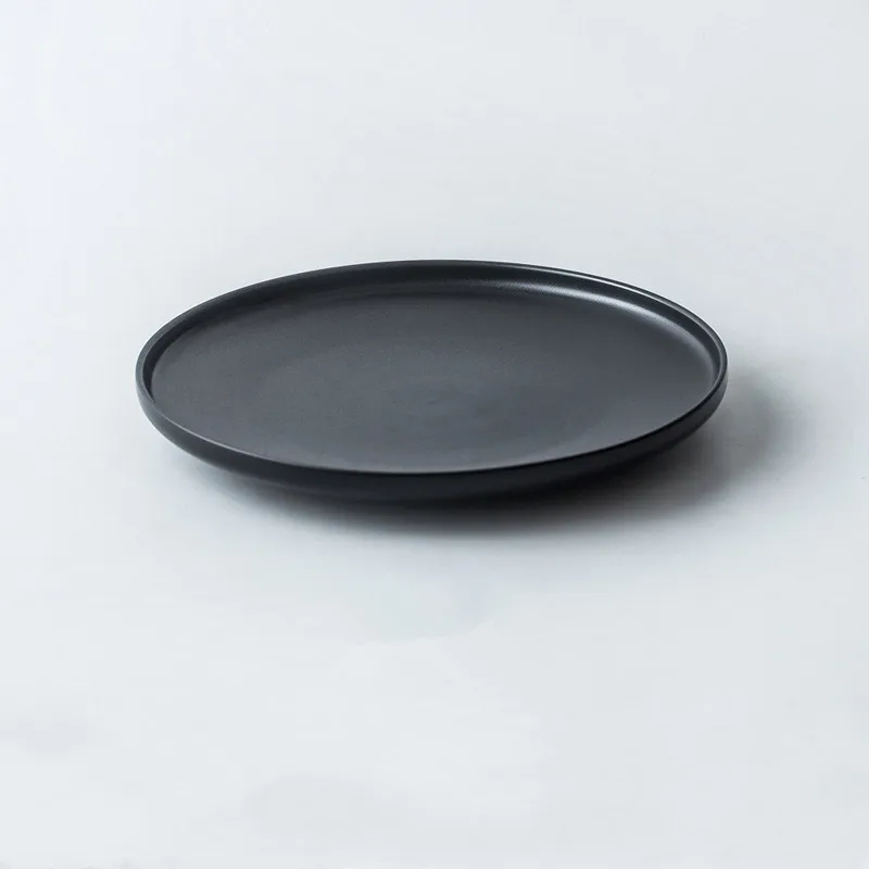 Нордическая круглая керамическая тарелка короткая сплошная Глазурь Фарфоровая обеденная тарелка костяного фарфора пиццы десерт поднос для завтрака тарелки для закуски тарелка