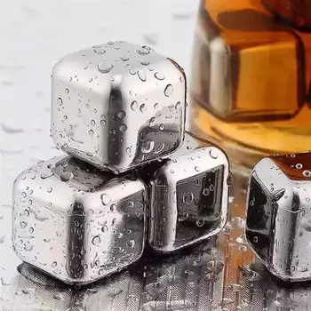 

10pcs/lot 304 Stainless Steel Whiskey Ice Cubes Stones Glacier Cooler Drink Freezer Gel Ice Rock Wine Whiskey Stone Soapstone
