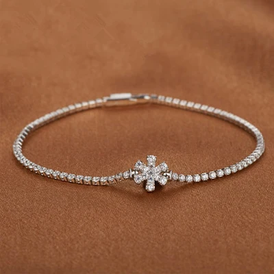 Solid 925 Sterling Silver Snowflake Bracelet With Aaa Cz Platinum Solid 925 Sterling Silver Snowflake Bracelet With Aaa Cz Platinum Plated Women In Chain Link Bracelets From Jewelry Accessories On