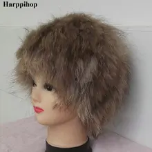 Меховая шапка Harppihop,, зимняя шапка из натурального меха, шапка из натурального меха енота