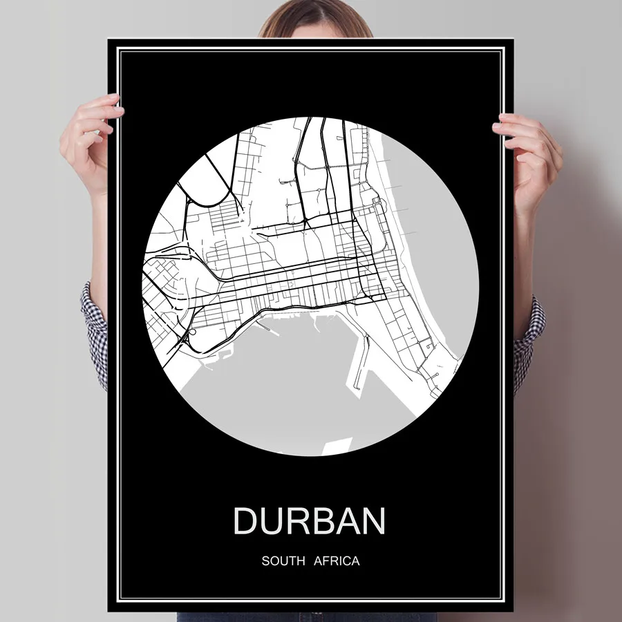 Buy DURBAN South Africa Famous World City Map Print