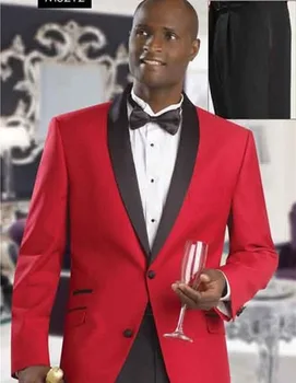 

Red Married New Lang Men's Tuxedo Dress Set (Jacket + Pants + Bow Tie) Suit Best Men's Wedding Newly Dressed Up Bride Suit