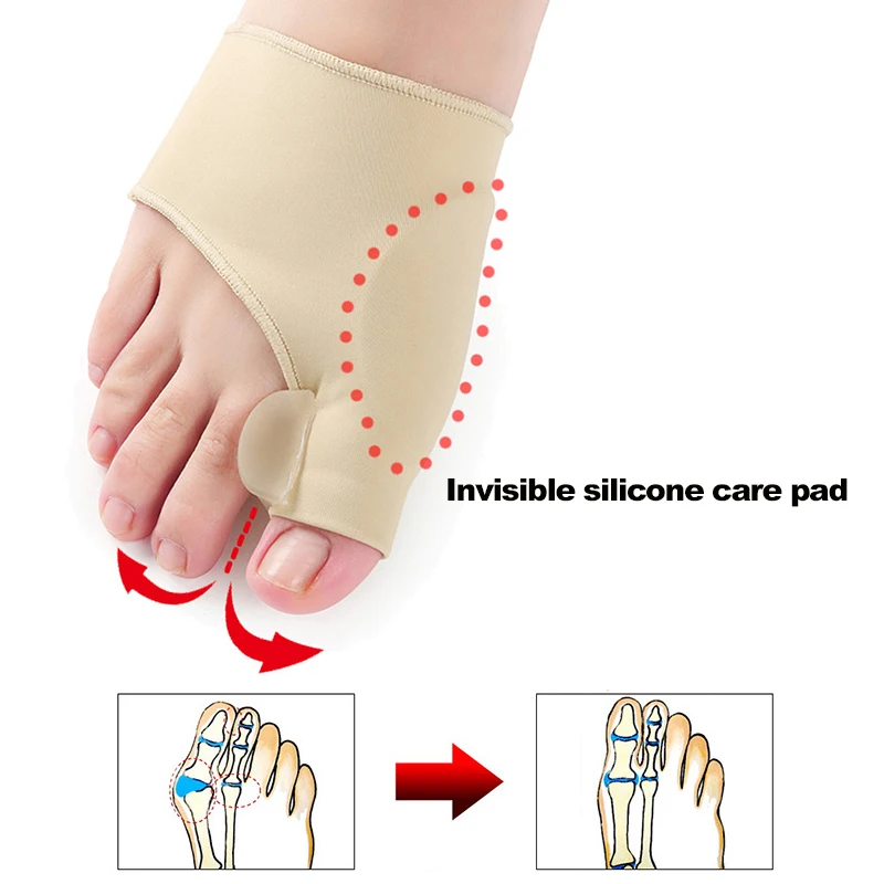 2pcs=1Pair Toe Separator Hallux Valgus Corrector Feet Bone Thumb Adjuster Toe Separator Pedicure Socks Pain Relief Bunion Device