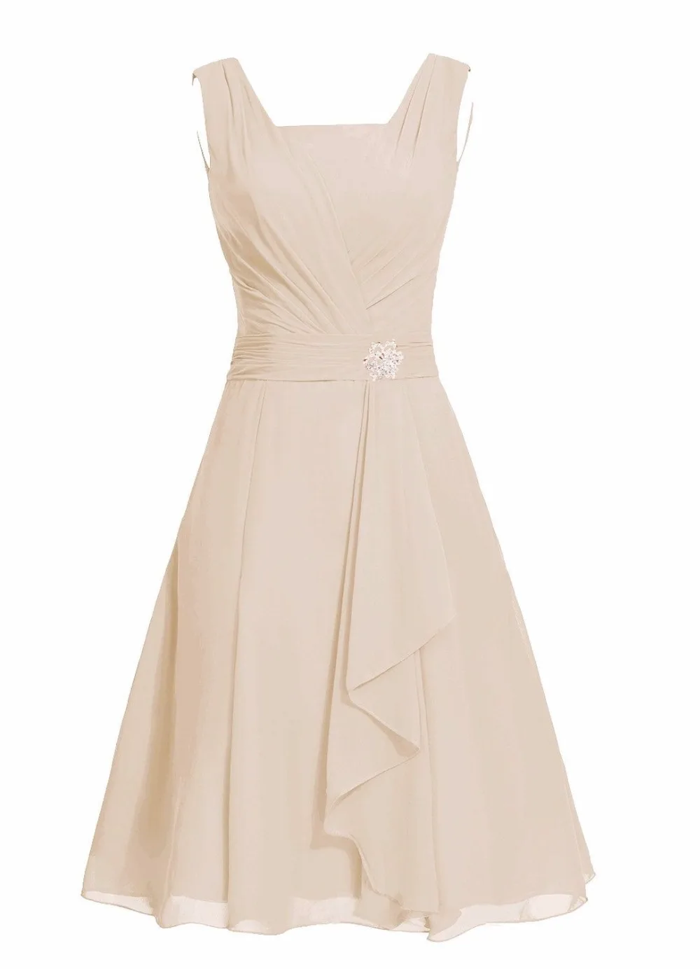 Waulizane Elegant Chiffon A-Line Prom Dresses  Zipper Sleeveless Formal Dresses 16 colors Available Customs Made Regular Sleeve