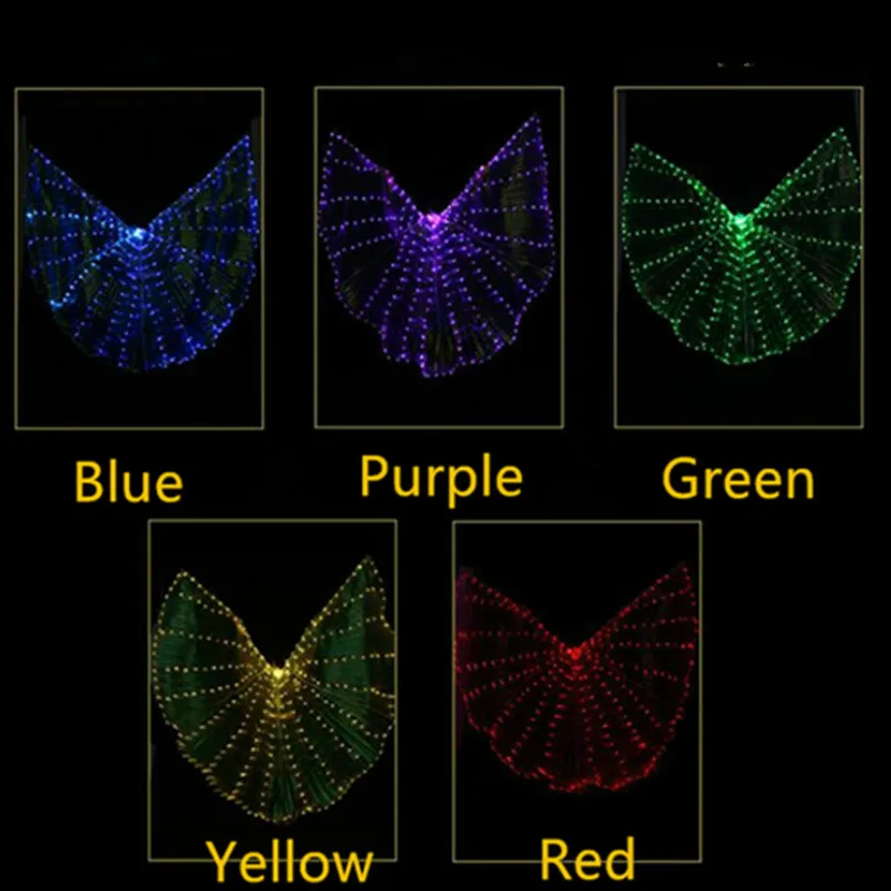 Ruoru Led Isis Wings with Holding Sticks Belly Dance Accessories Stage Performance Props Shining Led Wings Open 360 Degrees Club