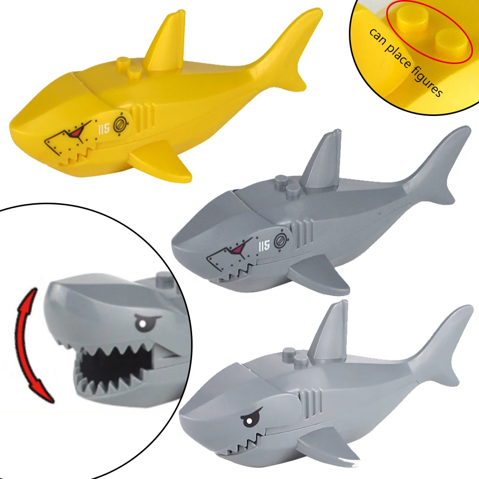 

2/3PCS Ghost Zombie Shark Crocodile Whale Marine Animal Figures Compatible Movie Building Blocks Bricks kits Toys For Children