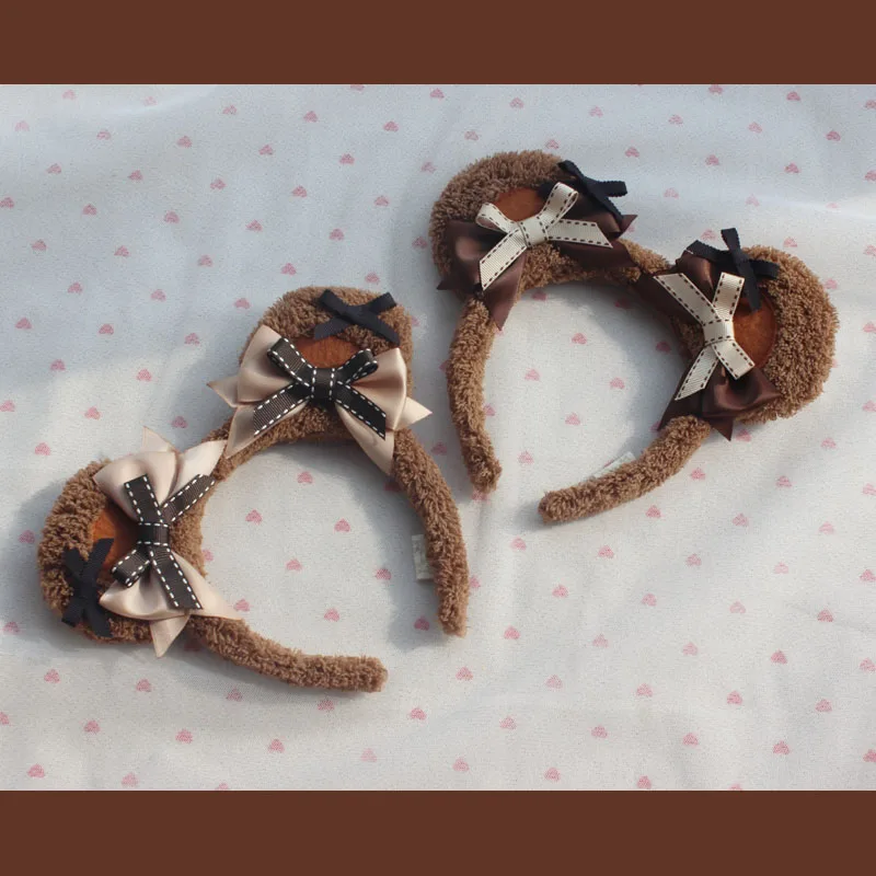 The Original hand made cocoa band bear bear chocolate milk tea color bear ear hair hoop KC tire brown coffee color small objects The Original hand made cocoa band bear bear chocolate milk tea color bear ear hair hoop KC tire brown coffee color small objects