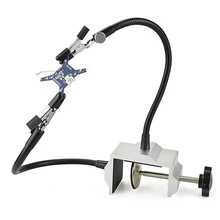 Bench Vise Aluminum Table Clamp Soldering Iron Holder Soldering Station Pcb Fixture Helping Hands With 2 Flexible Arms