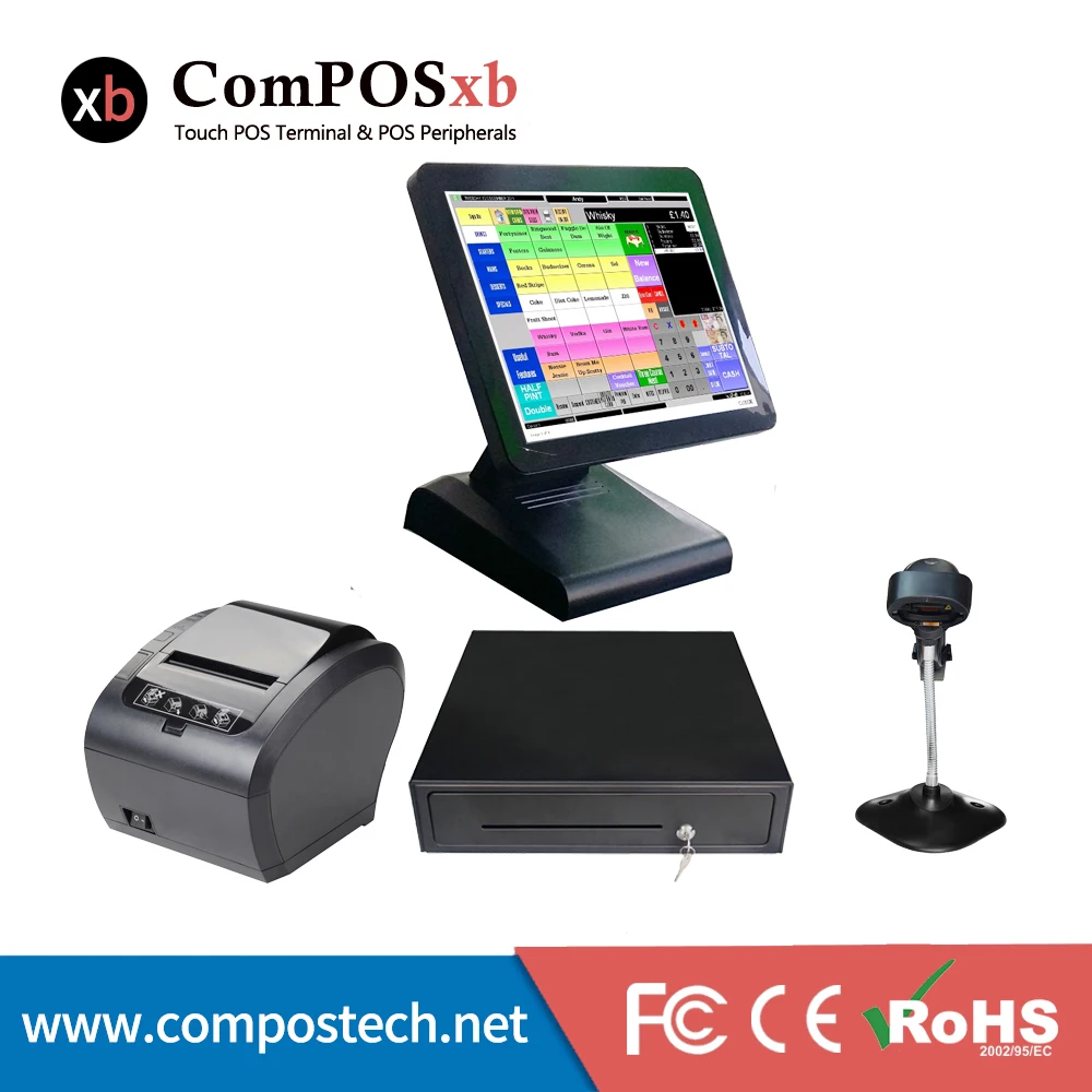 

A whole set of POS1619 15 inch pos system retail pos all in one with accessories