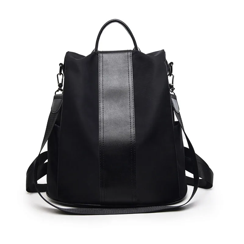 

Anti thief women backpack black khaki oxford magazine umbrella storage woman soft shoulder bag with pom poms