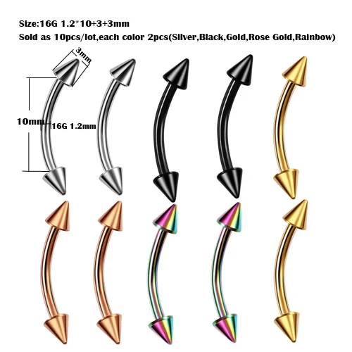 10 шт./лот G23 титановые пирсинг носа спиральные пирсинг губ язык кольца серьги козелок пирсинг Промышленная Штанга бижутерия для тела - Окраска металла: M1709