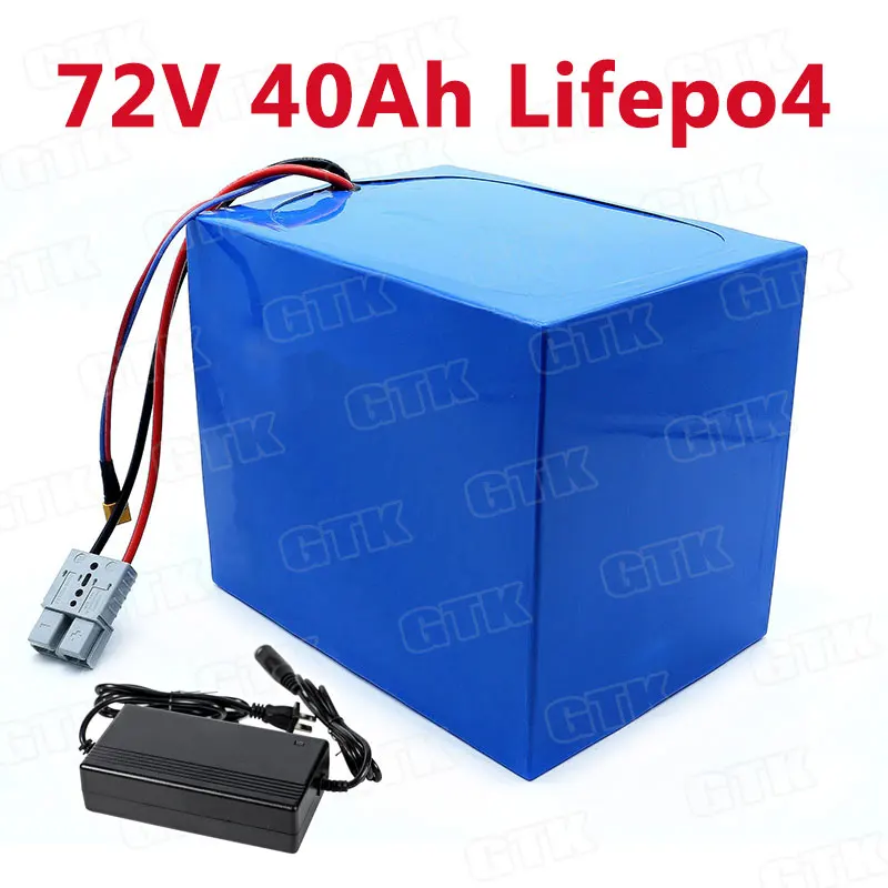 

Powerful 72V 40Ah lithium Lifepo4 battery pack with 60A BMS for electric scooter ebike motocycle sightseeing cart + 5A charger