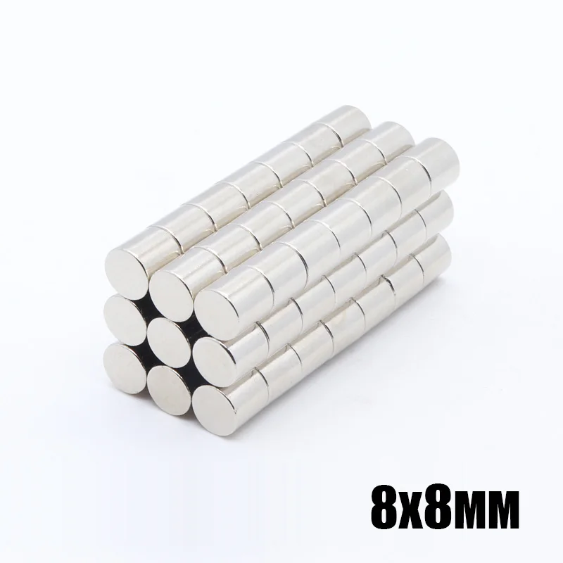 10 шт 8x8 мм цилиндрические неодимовые магниты диск 8 мм x 8 мм Магнитная сильный маленький круглый N35 Иман редкоземельных супер мощный магнит