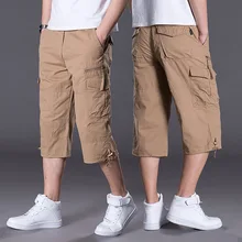Новые широкие в стиле милитари мужские шорты Карго повседневные карманные шорты мужские свободные рабочие шорты мужские военные короткие штаны