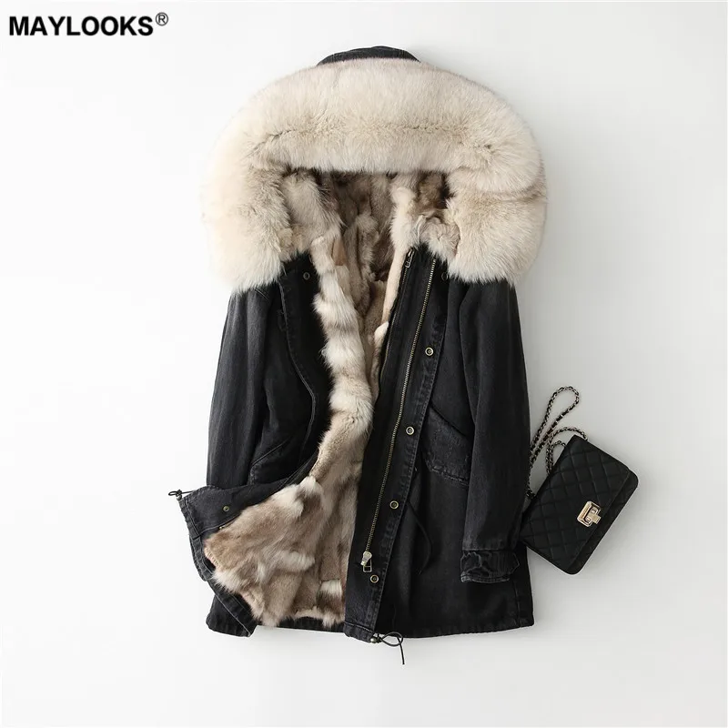 MAYLOOKS 2018 Новое модное меховое пальто 68660|Шубы и дубленки| |