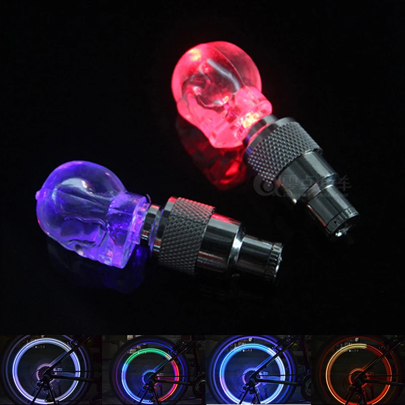 2pcs Skull MIX LED Flash Light Neon Lamp Night Bike Car Tire Tyre Wheel