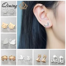 Новинка кошка такса собака серьги с лапами женский ребенок девочки подарок на день рождения Серебро Золото милые животные сережки-шпильки оптом ювелирные изделия