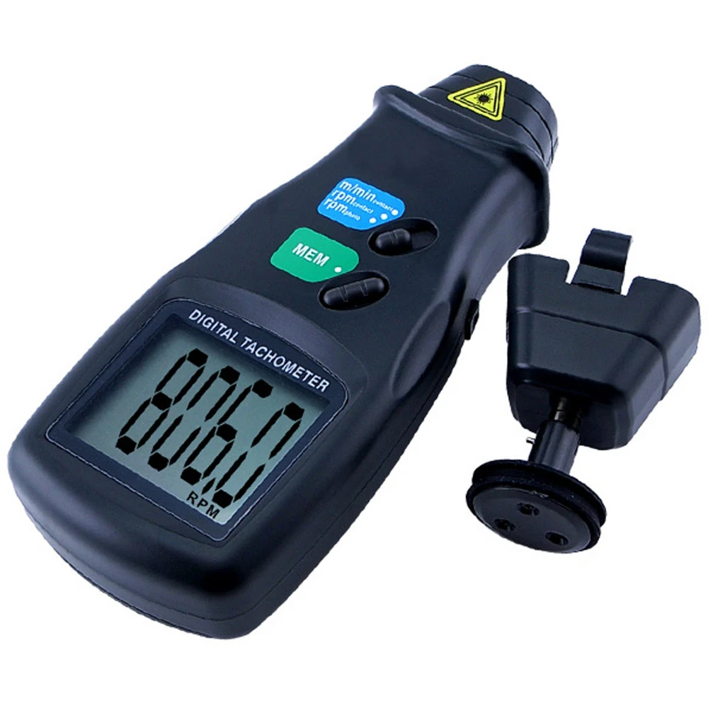Digital 2 in 1 Laser Sensor Photo & Contact Tachometer Tach 99 999 RPM