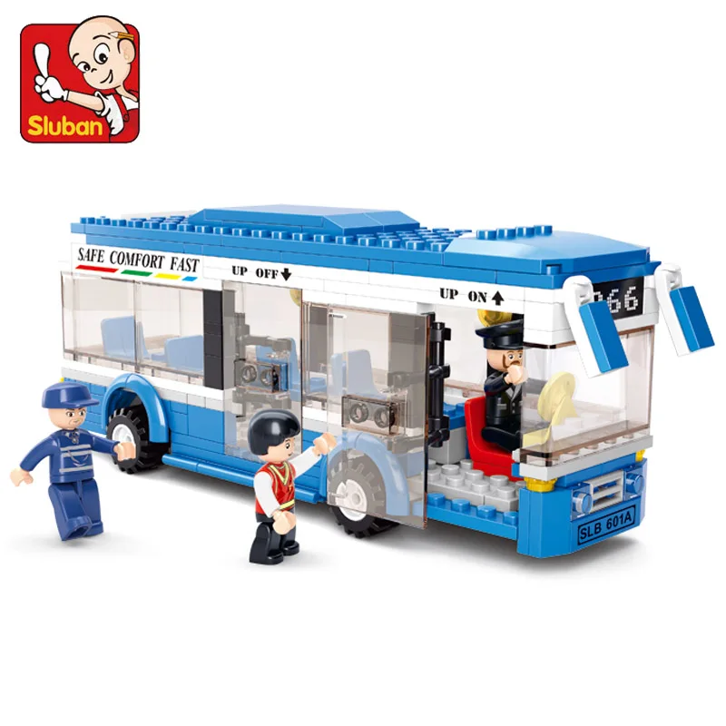 

Sluban 0330 City Bus Building Blocks Compatible With LGSet DIY Enlighten Model Bricks Building EducationToys Birthday Gifts