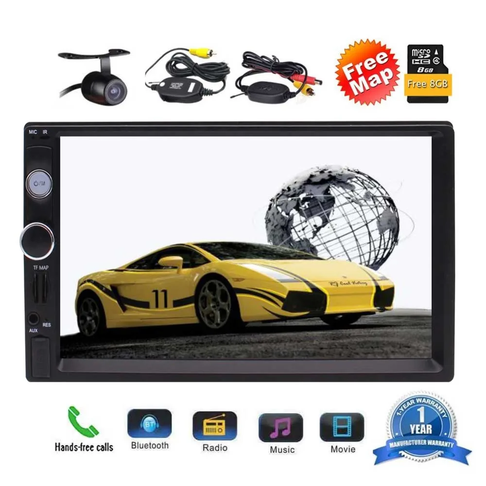 

Car Audio Stereo Receiver MP5 Player FM Radio Video Bluetooth GPS with Rear View Camera Support MP3/M4A/WAV/AMR/WMA/AGG/AAC/MID