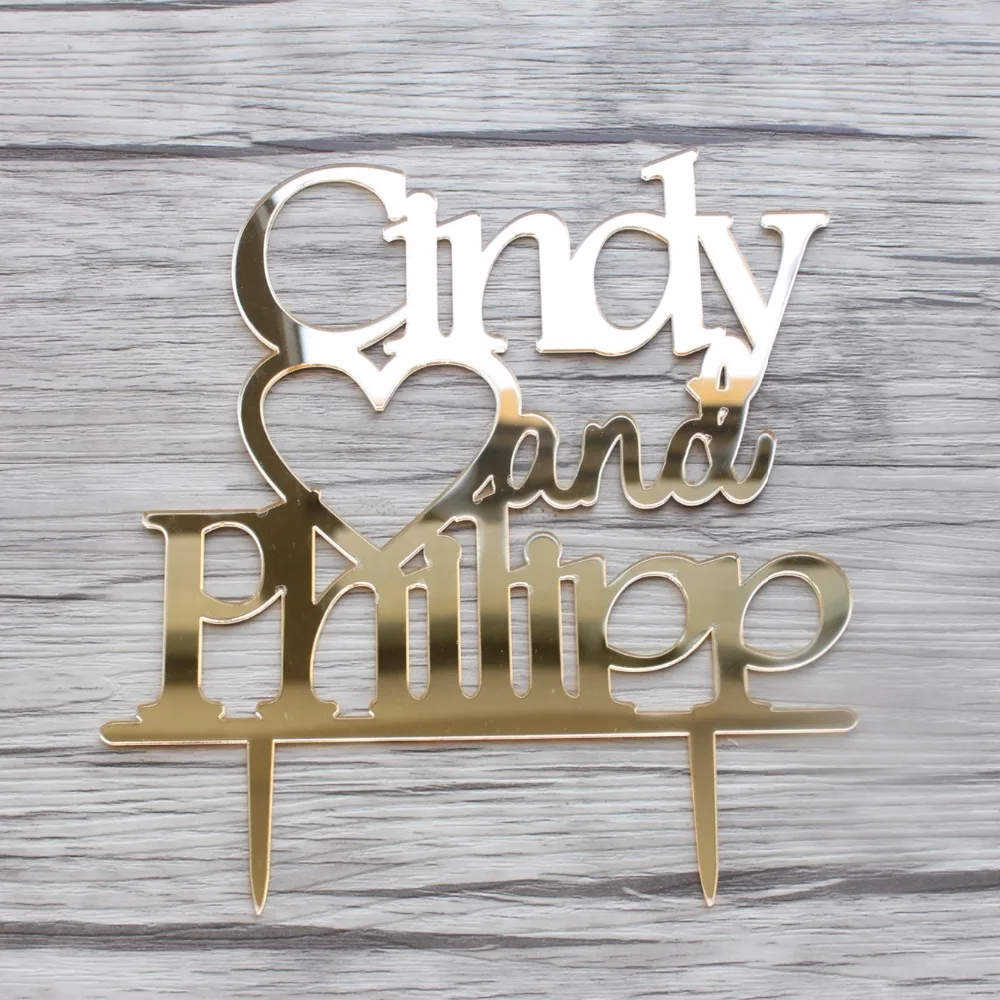 

Personalized Wedding Cake Topper With Heart,Wedding Decoration Topper,Custom Bride And Groom Name Cake Topper Gold Cake Topper