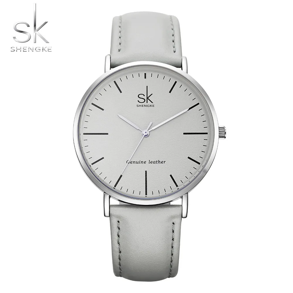 Shengke Лидирующий бренд Для женщин часы из натуральной кожи роскошные женские часы Для женщин часы SK Мода Часы Relogio feminino