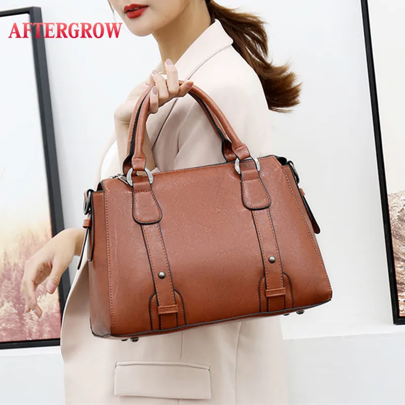 

Brown Female Leather Handbags Black Ladies Totes Bag Messenger Bag for Women Large Capacity Casual Shoulder Bag grand sac a main