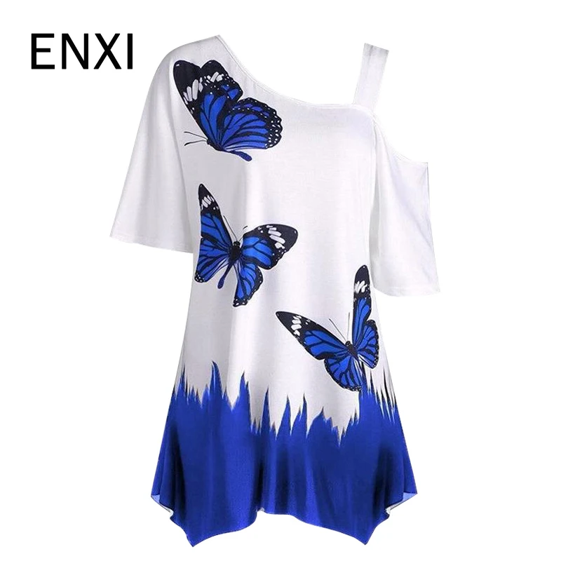 ENXI Summer White Maternity T Shirt Fashion Maternity Tops For Pregnant Women Nursing Tops Sexy Women Clothes Butterfly Animal