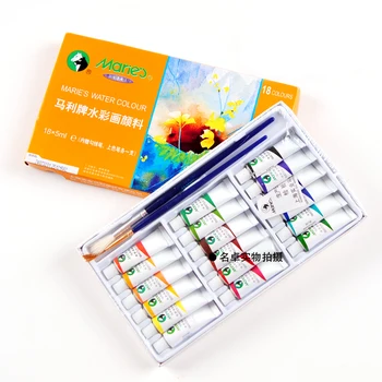 

Free shipping Marie's watercolor paint 18 color 5ML Suitable for a beginner as a present send two a brush