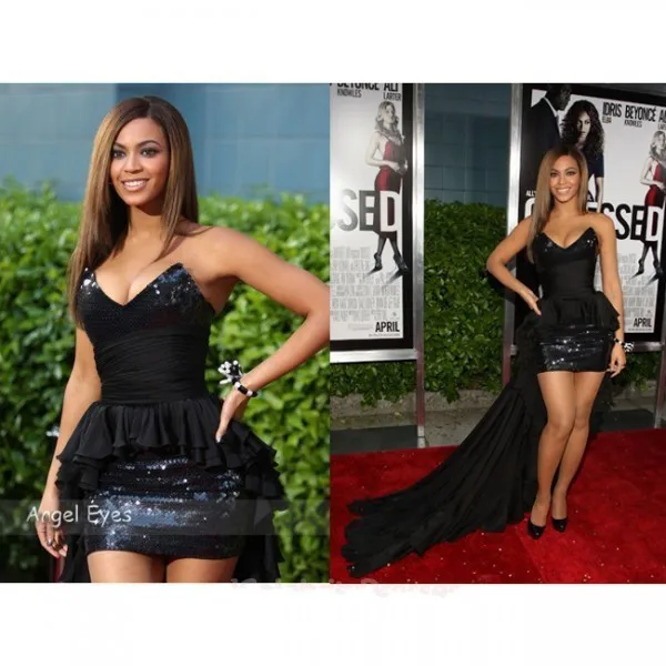 

Beyonce Celebrity Dresses Obsessed Premiere Sheath Sweetheart Off the shoulder Ruffles Golden Globe Awards Chiffon evening Dress