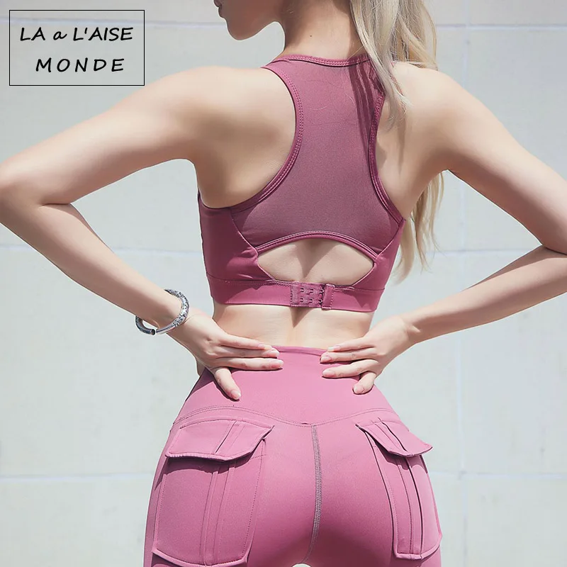 

New Adjustable Full Package Shockproof Sports Bra Female Double-Sided Brocade Breathable Beauty Back Sports Underwear Sport Bra