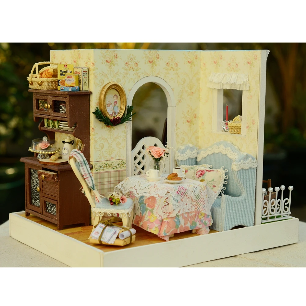 Сборный Diy Кукольный дом, игрушка, деревянный миниатюрный кукольный домик, миниатюрные кукольные домики, игрушки с мебели, светодиодные фонари, подарок на день рождения Z002