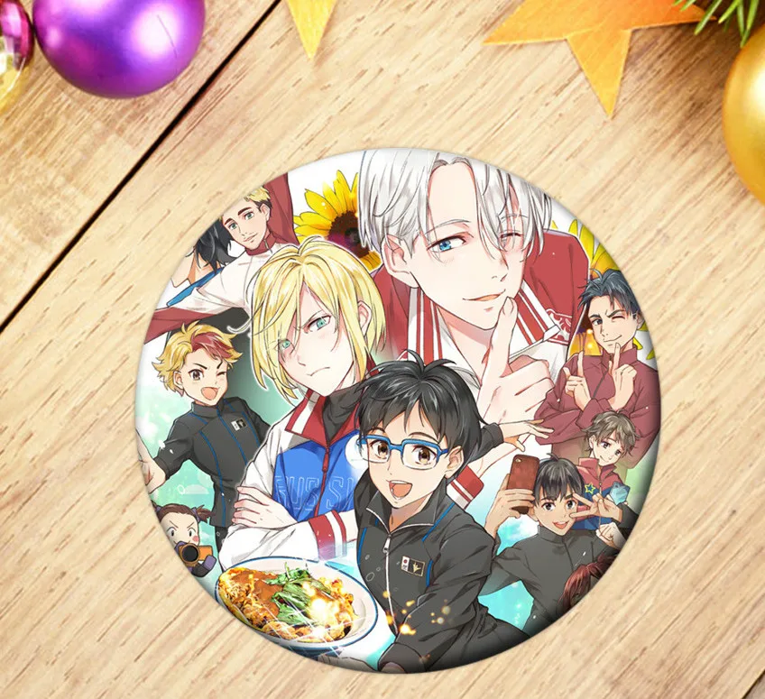 Аниме Yuri on Ice Victor значок косплея Katsuki Plisetsky искусственные сумки Значки для