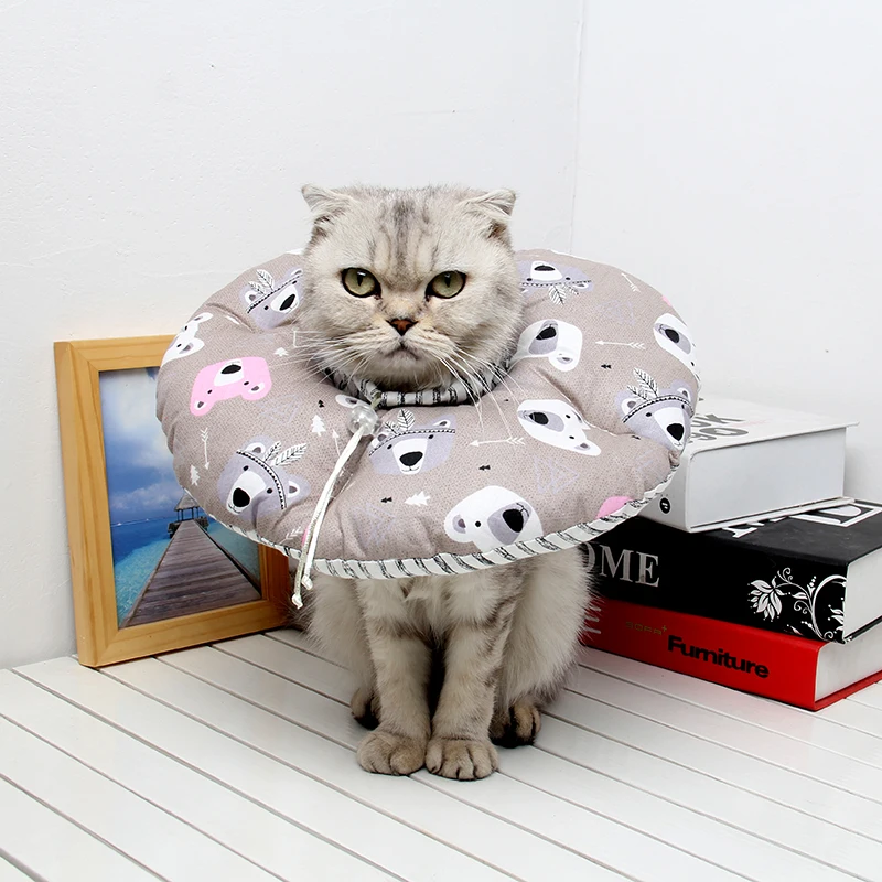 Soft Protection Cover Cotton E Collar Wound Healing Cone Protective Pet Cat Recovery Collar