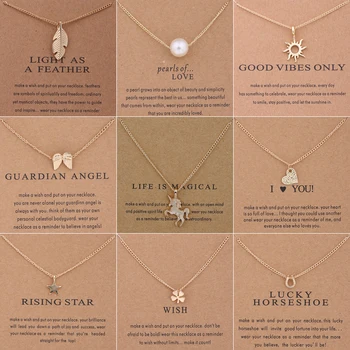 New Trendy Alloy Cute Elegant Sun Love Star Leaves Clover Unicorn Luck Pendant Necklaces for Women Fashion Accessories Jewelry