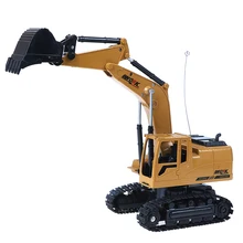 1PC RC Excavator 5CH Remote Control Constructing Truck Crawler Digger Model Electronic Engineering Truck Toy huina 1510 rc excavator car 2 4g 11ch metal remote control engineering digger truck model electronic heavy machinery toy