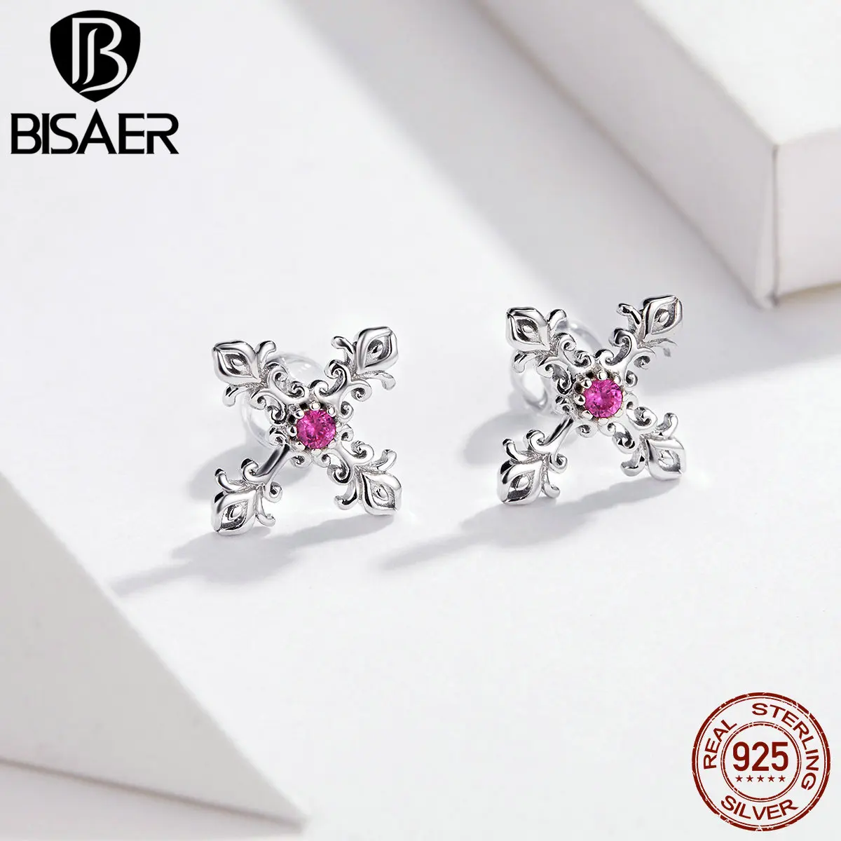 BISAER винтажные 925 пробы серебряные Ирис молятся женские серьги молятся ирис цветок изысканные серьги серебряные украшения EFE123