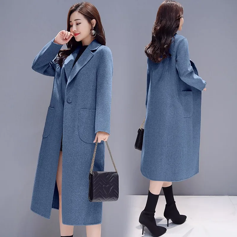 

High quality woolen coat Long sleeve ladies coat 2019 Autumn Winter clothing New wool coats women Korea women long jacket 932