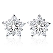 Стерлинговое Серебро 925 пробы горячая Распродажа блестящие Кристальные снежинки женские серьги-гвоздики ювелирные изделия Анти-аллергия женские Прямая