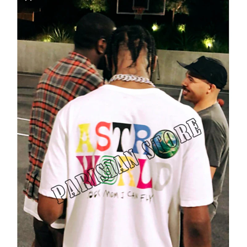 Трэвиса Скотта ASTROWORLD look mom i can fly CONCERT MERCH летние мужские и женские хлопковые футболки хип-хоп уличные костюмы