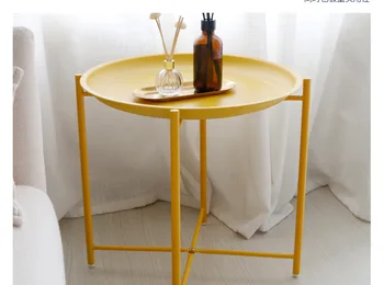 

45*45CM Northern Europe tea table Iron side table Piano coating Bedside table Small disc Coffee table