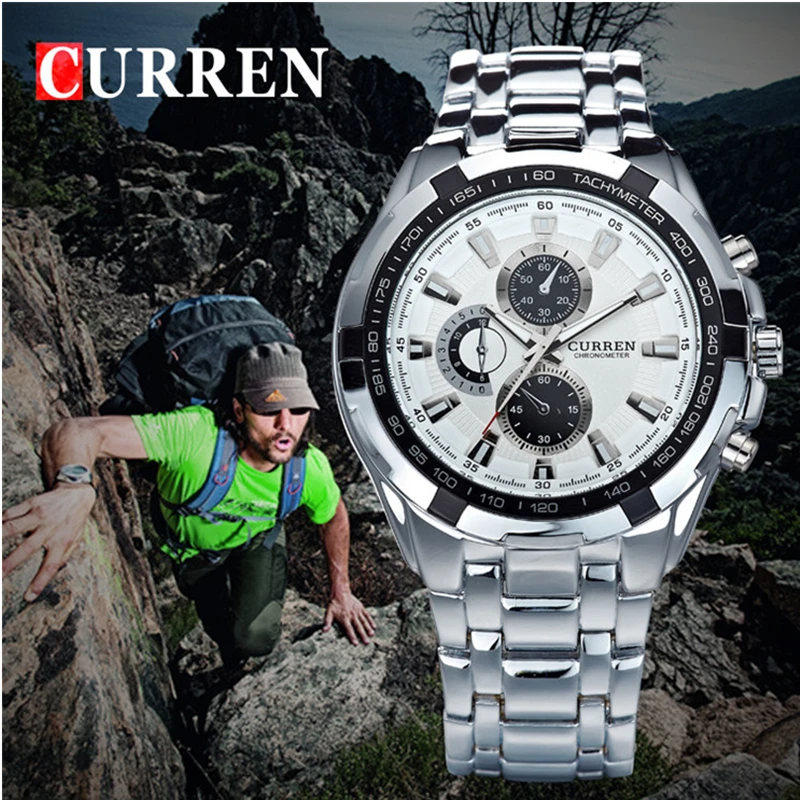 Online CURREN Männer Quarz Uhren Top Marke Analog Military männlichen legierung Uhren Männer Sport armee Uhr Wasserdicht Relogio Masculino 8023
