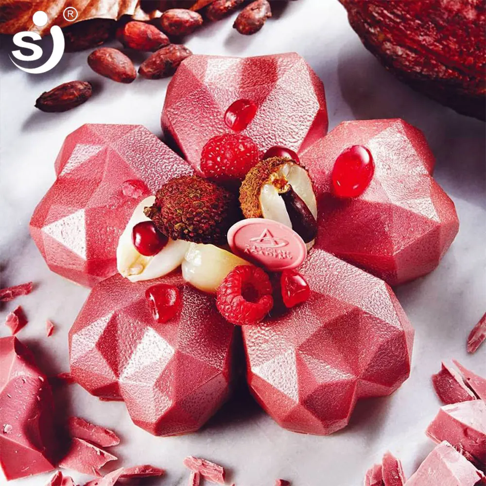 

SJ 3d Diamond Flower Shapes Silicone Mold DIY Mousse Cake Molds Design Wedding Baking Pans Cake Decorating Tool