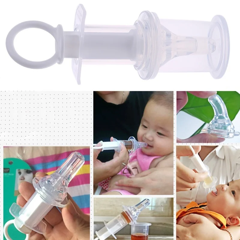 1SET Cute Baby Care Baby Needle Feeder Squeeze Medicine Dropper Dispenser Pacifier Feeding Utensils 4 Color