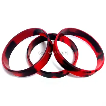 

100pcs Red & Black Swirl silicone wristband rubber bracelets free shipping