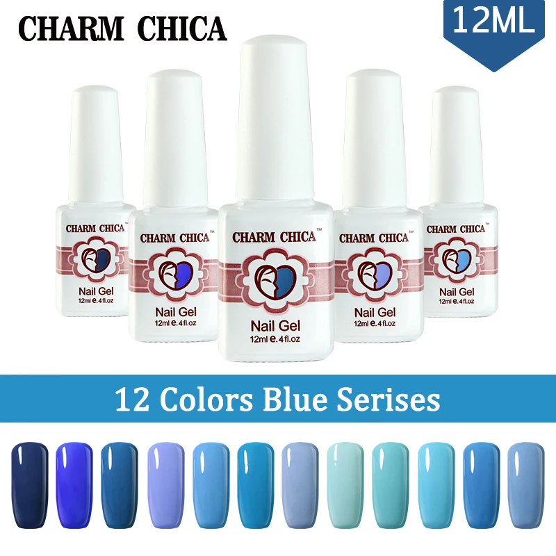 CHARM CHICA синий УФ гель лак для ногтей 12 мл замачиваемый цвет серии Гель Vernis