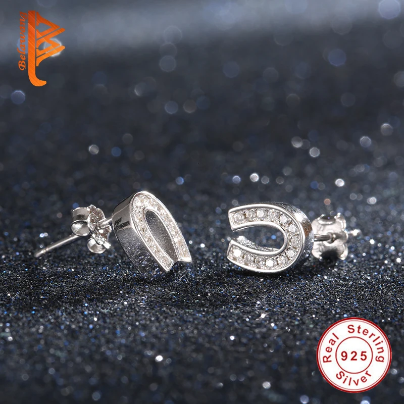 Женские серьги гвоздики BELAWANG U образной формы с крючком|boucle d'oreille|ear pins925 sterling |