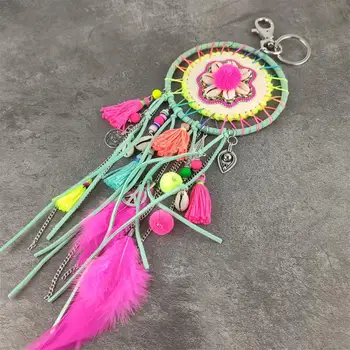 

Boho Classic Handmade Keychain Dreamcatcher Feathers Pendant Keyring Car Wall Gift Keychain Dream Catcher Keychain Key Rings