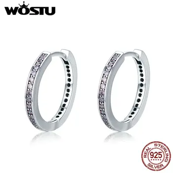 

WOSTU HOT SALE 100% 925 Sterling Silver 4 Colors Simple Gold Color Clear CZ Female Stud Earrings for Women Fashion Jewelry Gift