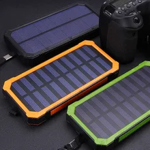 HOT Waterproof 15000MAH Solar Power External Power Bank With LED Light For Mobile Phones with Cable Quick solar powerbank